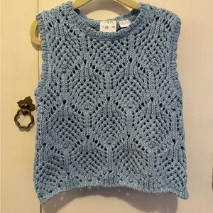 Blue Knit Sleeveless Sweater